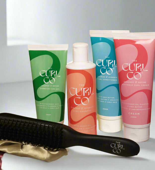 (NEW) The Ultimate Curl Transformation Kit (Shampoo + Conditioner + Soft Hold Curl Cream + Volumize & Define Gel + Curl Accessories) - The Curl Co.