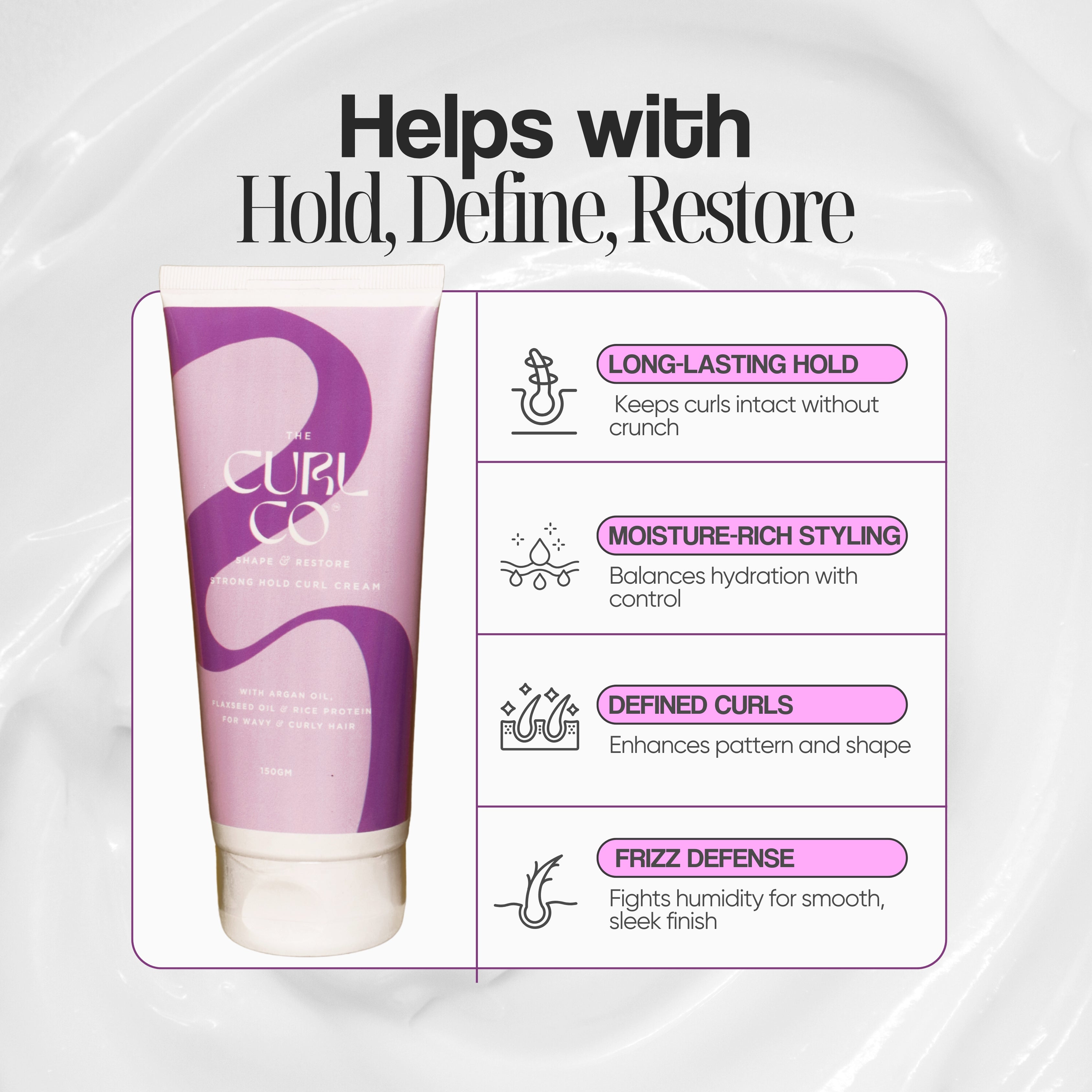 Strong Hold curl cream + Hydrating Gel + Frizz Control & Shine Serum