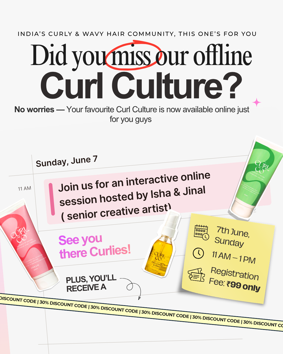 Curl Culture Class Ticket- Online, 7th June, Sunday