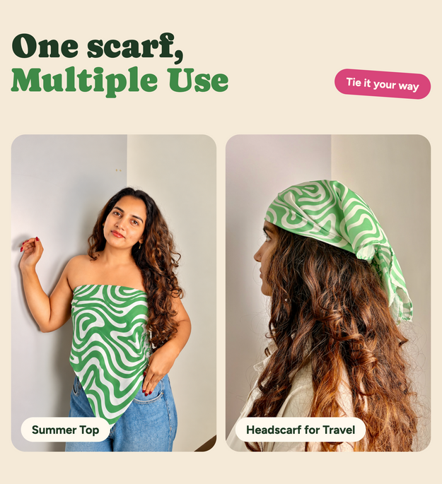 Satin Scarf - Green Pista Swirl