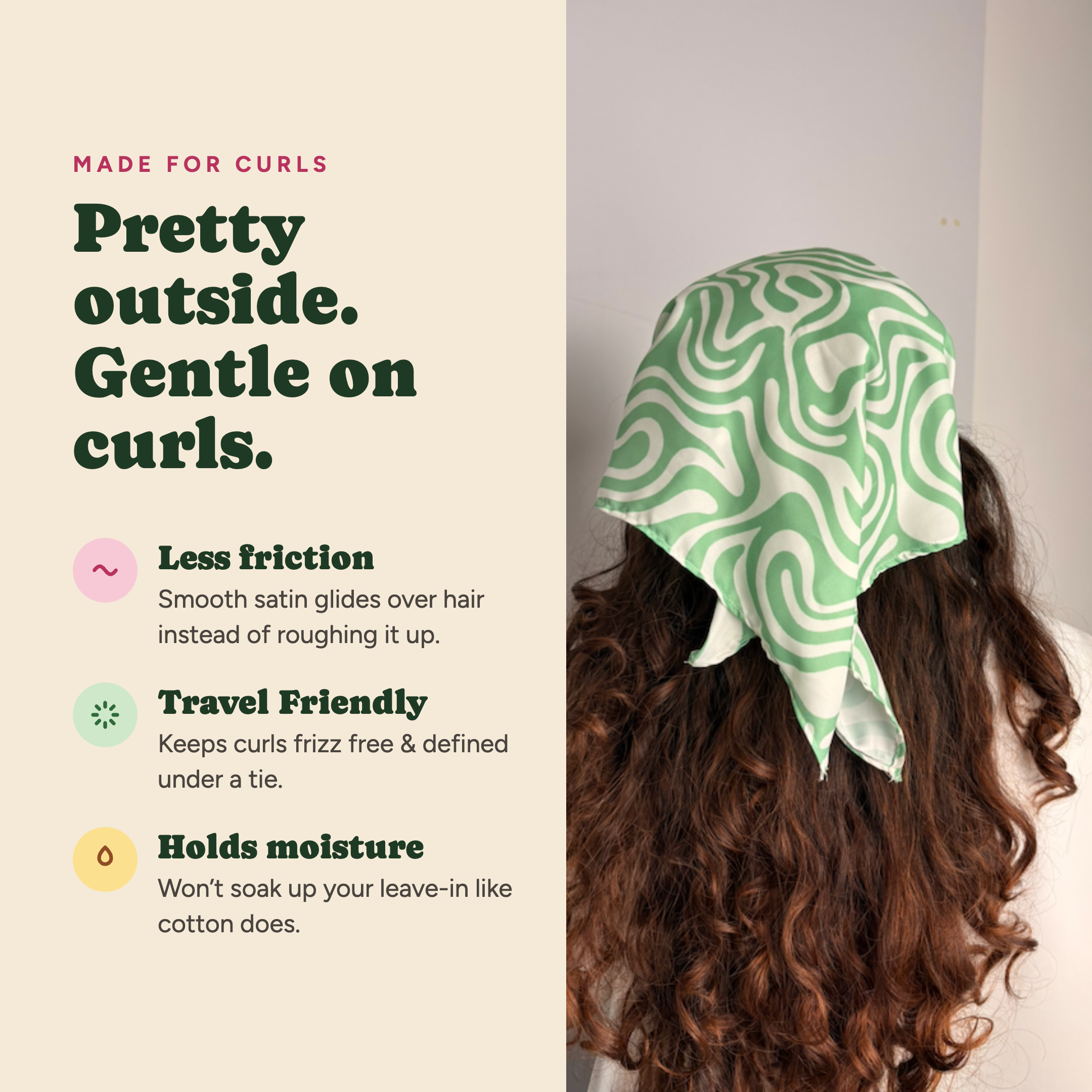 Satin Scarf - Green Pista Swirl