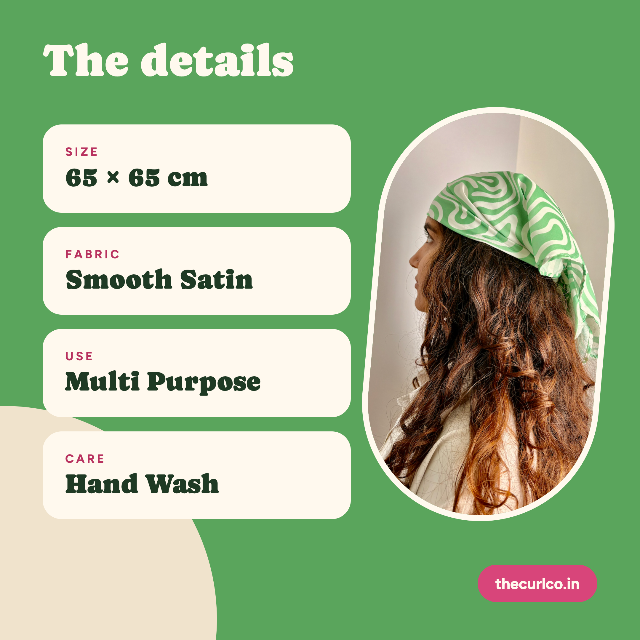 Satin Scarf - Green Pista Swirl