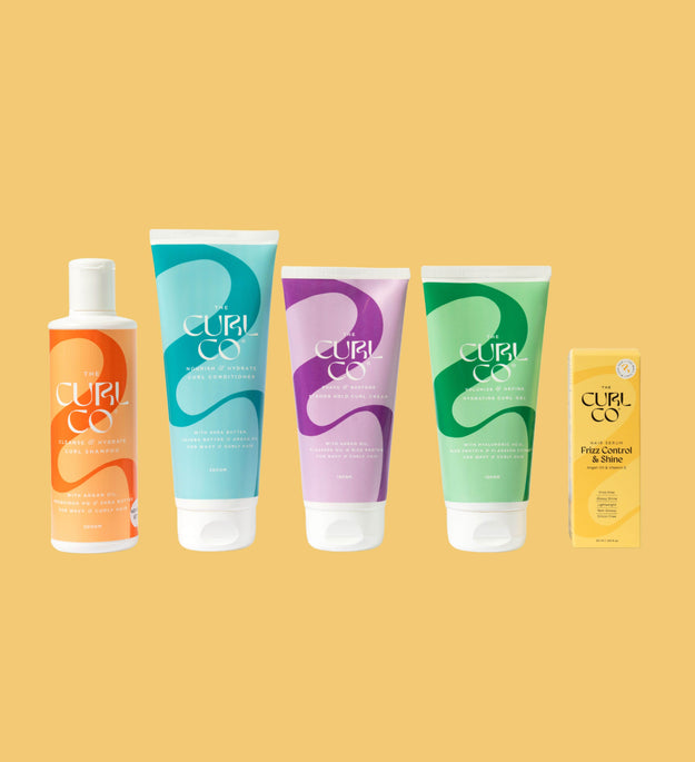 Shampoo + Conditioner + Strong Hold curl cream + Hydrating Gel + Frizz control & Shine Serum - The Curl Co.