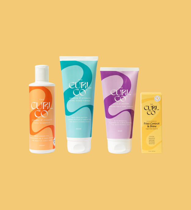 Shampoo + Conditioner + Strong Hold curl cream+ Frizz control & Shine Serum - The Curl Co.