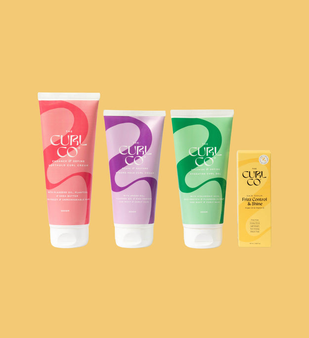 Soft Hold curl cream + Strong Hold curl cream + Hydrating Gel + Frizz control & Shine Serum - The Curl Co.
