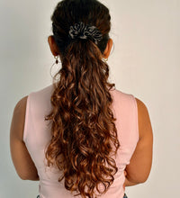 black satin scrunchie for curly hair