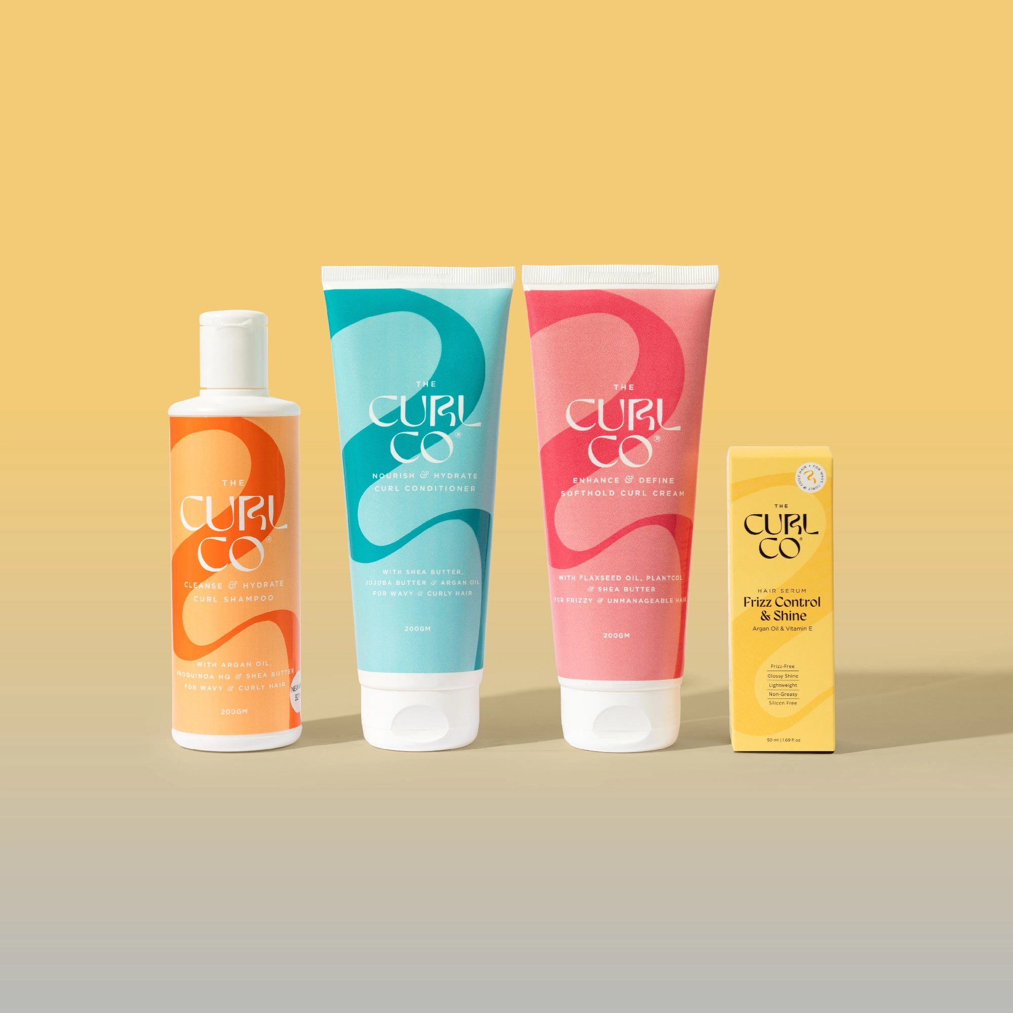 Shampoo + Conditioner + Soft Hold curl cream +Frizz control & Shine Serum