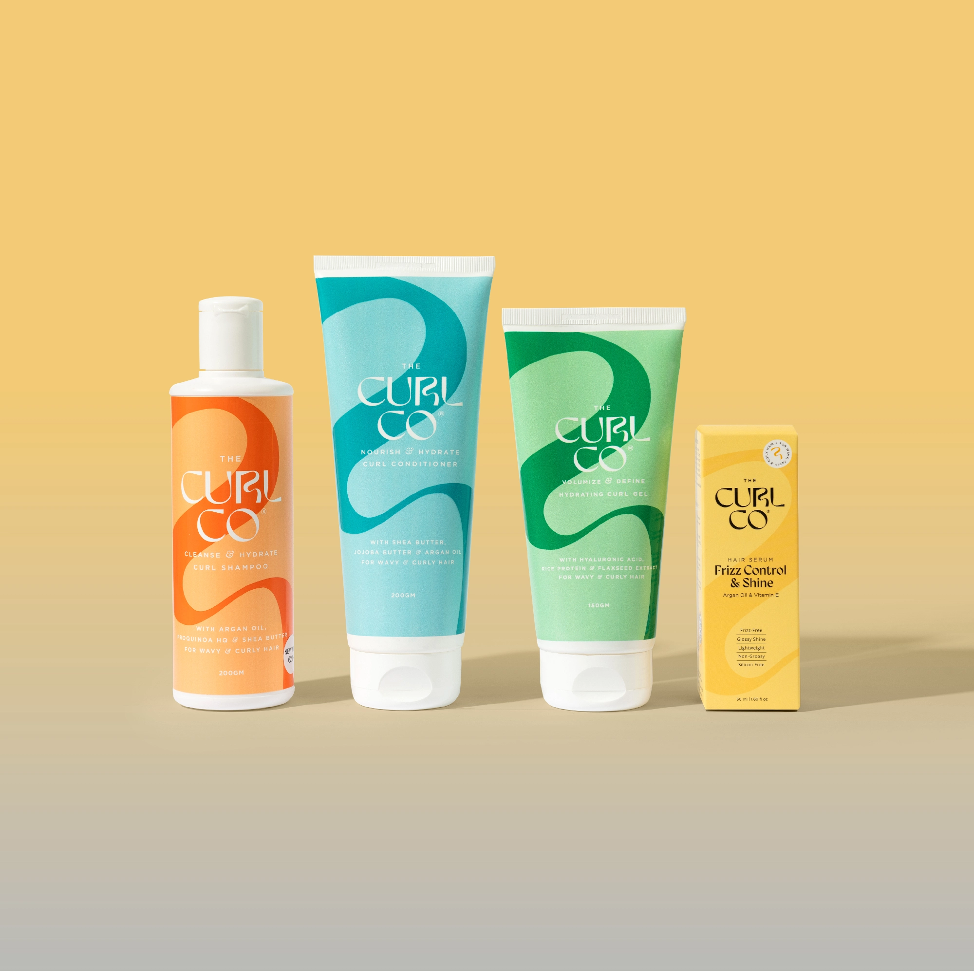 Shampoo + Conditioner + Gel+ Frizz control & Shine Serum