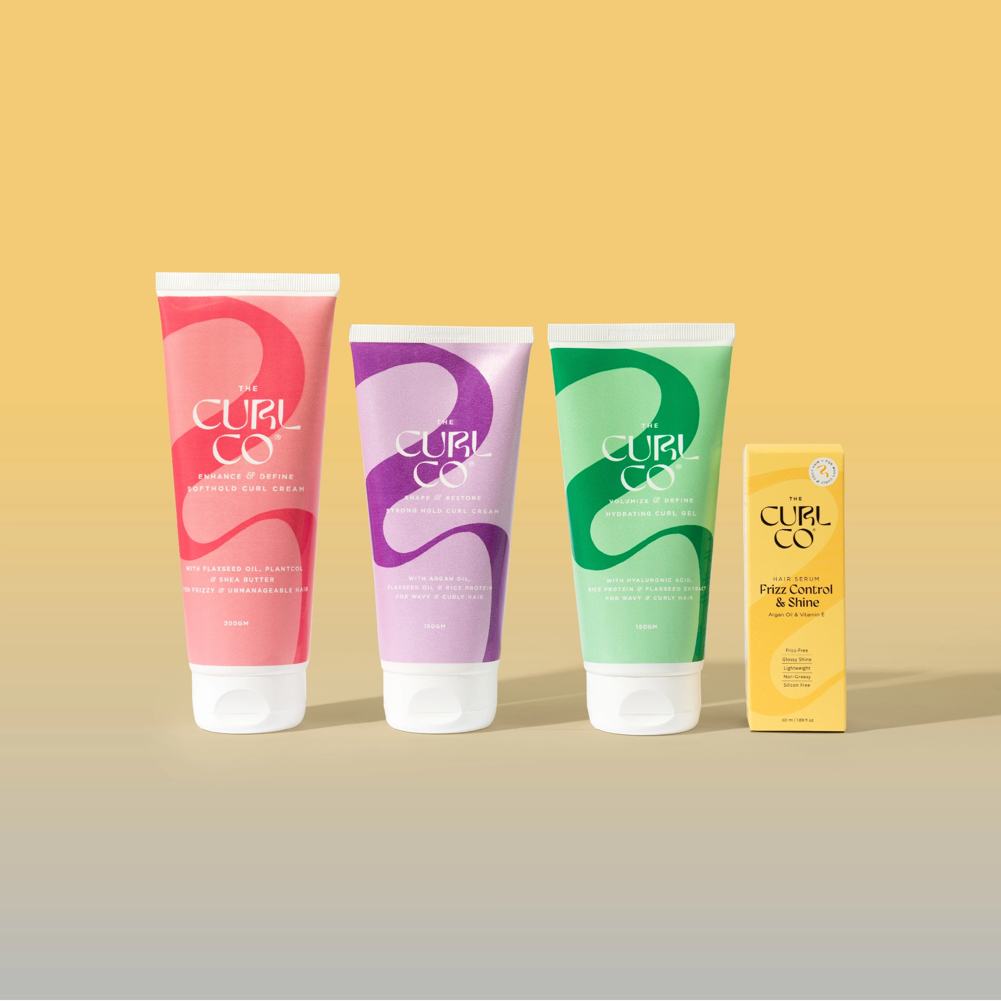 Soft Hold curl cream + Strong Hold curl cream + Hydrating Gel + Frizz control & Shine Serum