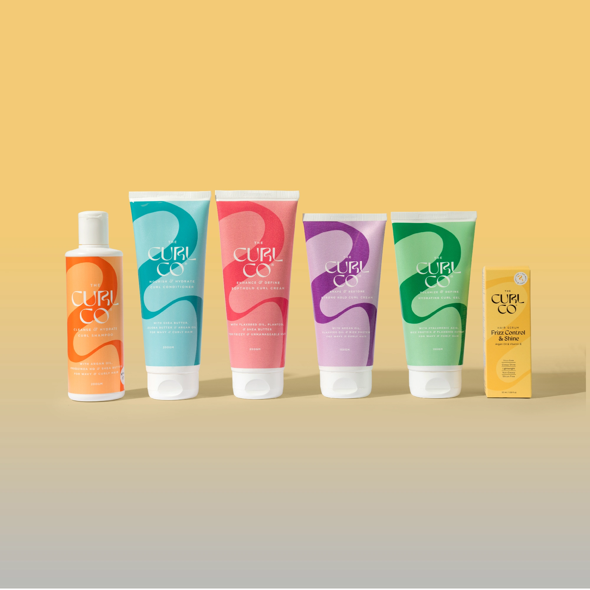 Shampoo + Conditioner + Soft Hold Curl Cream+ Strong Hold Curl Cream + Hydrating Gel + Frizz control & Shine Serum